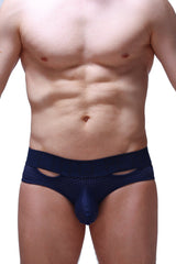Navy blue brief Malans Bee with mesh fabric, solid waistband, and cutout details for stylish comfort