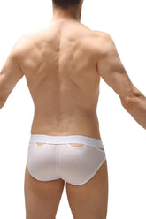 White mesh briefs brief malans bee white with solid white waistband and cutout details