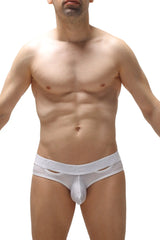 White mesh briefs brief malans bee white with supportive contoured pouch and cut-out side panels