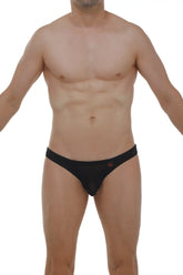 Black briefs myennnes black with a subtle red logo on the left hipband made from soft breathable fabric