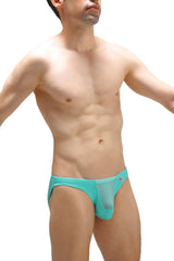 Brief myennnes joe green turquoise mesh briefs with solid fabric waistband for comfortable everyday wear