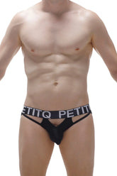 Black petitq briefs with sheer mesh front and contrasting black elastic waistband brief passa black product