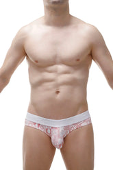 Pink patterned briefs with white elastic waistband from brief protruder pink bunny collection