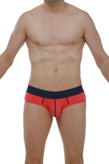 Brief retro modal fuchsia red and navy blue briefs with sleek modern design made from modal fabric for comfortable wear
