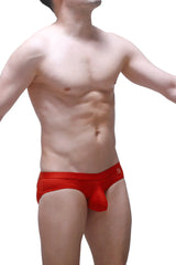 Brief scaux bee red mesh briefs with solid red pouch and waistband for comfortable everyday wear