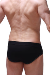 Petitq brief dome modal black smooth form-fitting black briefs with subtle stitching along the edges