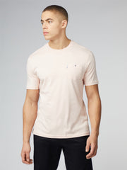 Signature t-shirt with chest pocket in soft blush pink short-sleeved crew neck with subtle embroidered logo