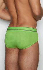 Bright lime green ribbed briefs c-in2 brief 6760-342 with matching elastic waistband and two black stripes