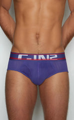 Purple c-in2 brief 6760-541 with navy blue waistband featuring the c-in2 logo in white and red