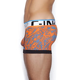 C-in2 culture club lo no show army trunk men’s briefs in orange and blue abstract pattern with black trim size l