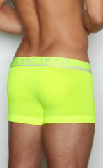 Neon yellow mesh briefs with a silver logo band from cin2 trunk 1023-737 for comfortable everyday wear