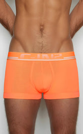 Bright orange c-in2 trunk 1023 men’s briefs with mesh texture and white logo trim