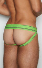 C-in2 jockstrap 6726 bright green striped briefs with snug fit and supportive design for active wear