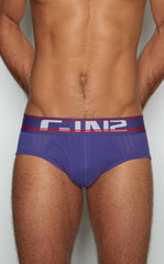 Purple c-in2 brief 6760-541 with navy blue waistband featuring the c-in2 logo in white and red