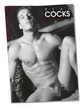 2021 real cocks calendar featuring a black-and-white photo of a muscular man reclining on an ornate chair size one size