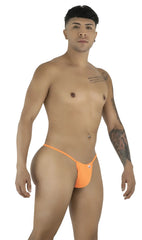 Bright orange CandyMan 9586 g-string thong with small white logo on front ideal for bold lingerie looks