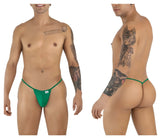 Green thong g-string by candyman in nature green with a small white brand tag on the front