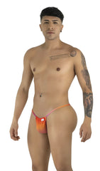 CandyMan 9586 g-string orange print fabric thong with orange and pink gradient and small white logo on the side