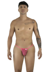 Pink mesh thong g-string with a small white label on the front from candyman 9586 collection