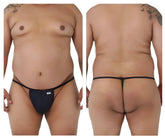 Black CandyMan 9586X thong with a small white logo on the front made from soft fabric for comfortable wear