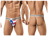 CandyMan 99154 patriotic thong with American flag print and white elastic waistband in multi-colored design