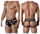 Black strappy harness-style briefs candyMan 99242 jockstrap with sleek modern design and supportive fit