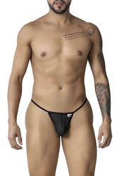 Black mesh CandyMan 99246 g-string thong with a small white brand tag on the front