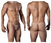 CandyMan 99246 thong in beige sheer translucent fabric with minimal design and small decorative front bow