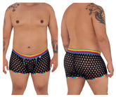 CandyMan 99511X polka mesh trunks in black with rainbow trim featuring breathable mesh and a polka dot pattern