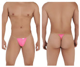 Bright pink candy man 99548 invisible micro thong with thin elastic waistband shown from the back side