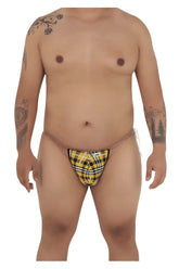 Yellow and black plaid candy man 99571x invisible micro g-string briefs with thin transparent waistband