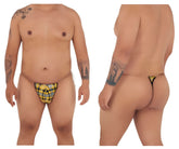 Yellow and black plaid thong candy man 99571X invisible micro g-string with thin elastic waistband back view