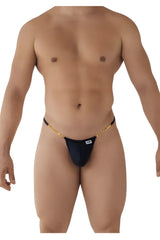 Black thong g-string with gold chain belt from candyman 99586 showcasing the back side of the product