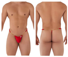 Red thong g-string with gold chain detailing from candyman 99586 in vibrant red color for stylish wear