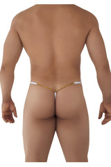 CandyMan 99586 chain g-string in white with gold chain thong and white elastic straps shown from the back side