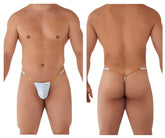 White thong g-string with gold chain detailing showing the back side from candyman 99586 chain g-string collection
