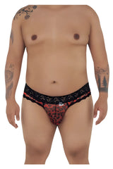 Red leopard-print briefs with black lace trim made of mesh-lace by candyman for stylish lingerie wear
