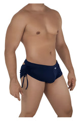 Navy blue CandyMan 99602 lounge pajama shorts with side ties and small waistband logo, comfortable sleepwear