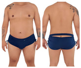 CandyMan 99602X lounge pajama shorts in navy featuring side ties and back cutout design shown from the back