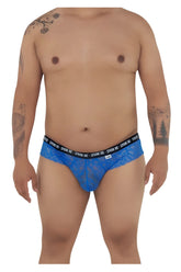 Dark blue candyman 99615x spank me lace briefs with black elastic waistband and spank me logo for men