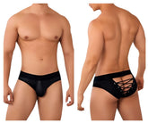 Black candyMan 99641 shorty briefs with lace-up detail and smooth form-fitting design in breathable fabric