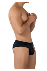 Black candyman 99641 shorty briefs featuring seamless smooth design in form-fitting men’s underwear style