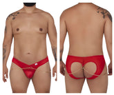 Red candyMan 99672X chain jock briefs with gold chain detailing in red mesh fabric front view