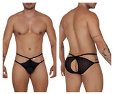 Black mesh briefs with distinctive crisscross design and back cutouts from candyman 99681 collection