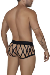 Black lace-trimmed briefs with a bold geometric pattern from Candyman 99691 Cage trunks in black color