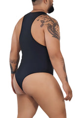 Black candyman 99728x work-n-play bodysuit one-piece swimsuit with racerback design and high-cut legs shown from back