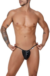 Black patent leather CandyMan 99738 Gloss G-string thong with sleek glossy finish and thin elastic waistband