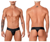 Black patent leather thong candyMan 99742 gloss thong with sleek glossy finish and narrow waistband shown from back