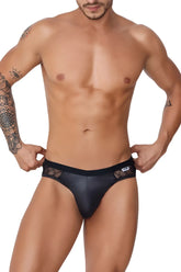 Black lace-trimmed CandyMan 99763 briefs in sleek form-fitting design in black material