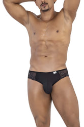 Black candyMan 99769 lace briefs for men featuring lace trim and contoured design for a comfortable fit
